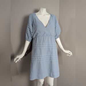 7 for all mankind blue balloon baby doll open back mini dress Large